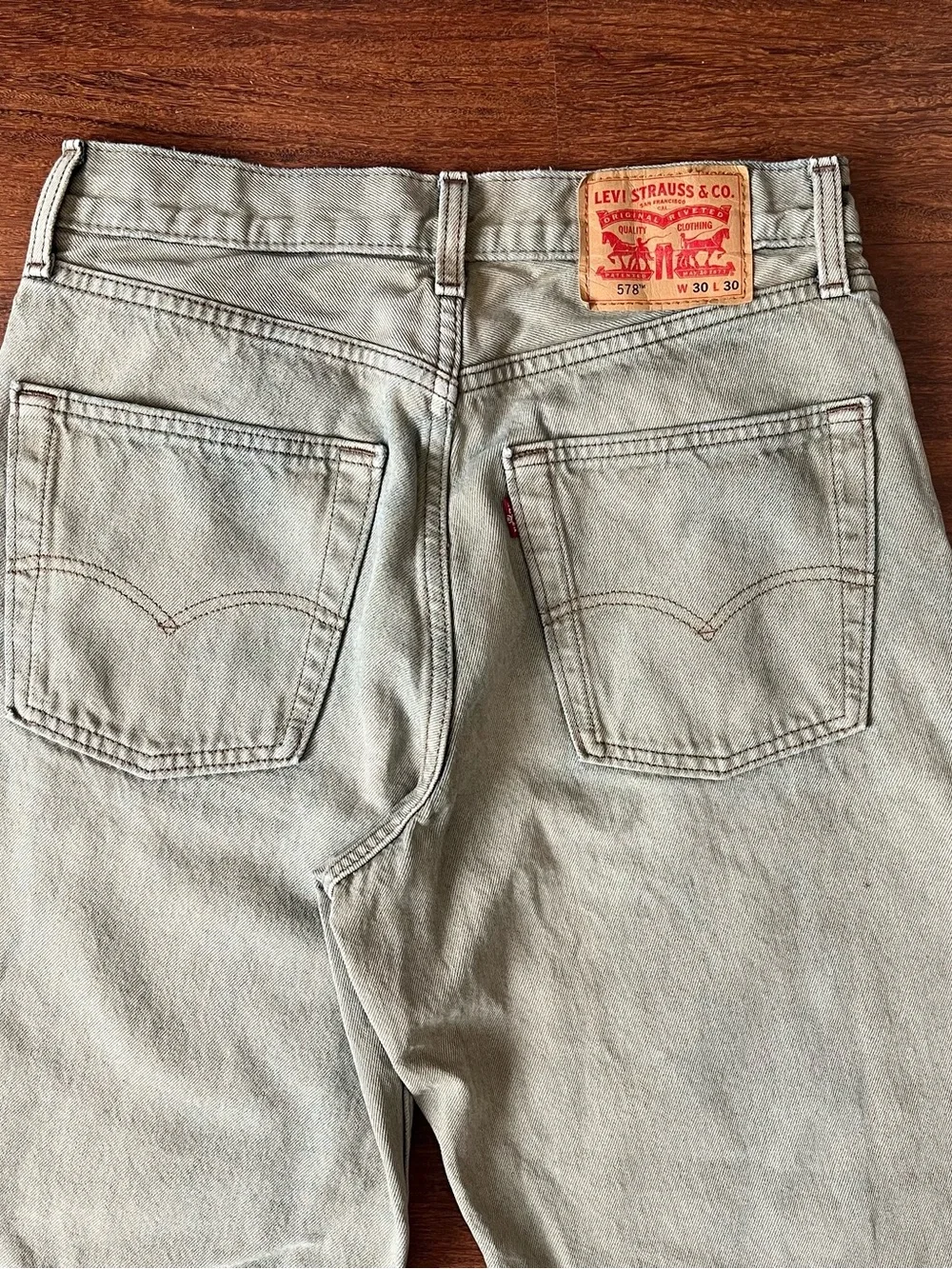 Levi's 578 Baggy Denim Jeans Men's 30x30 Faded Olive/Sage Green 90’s Streetwear
